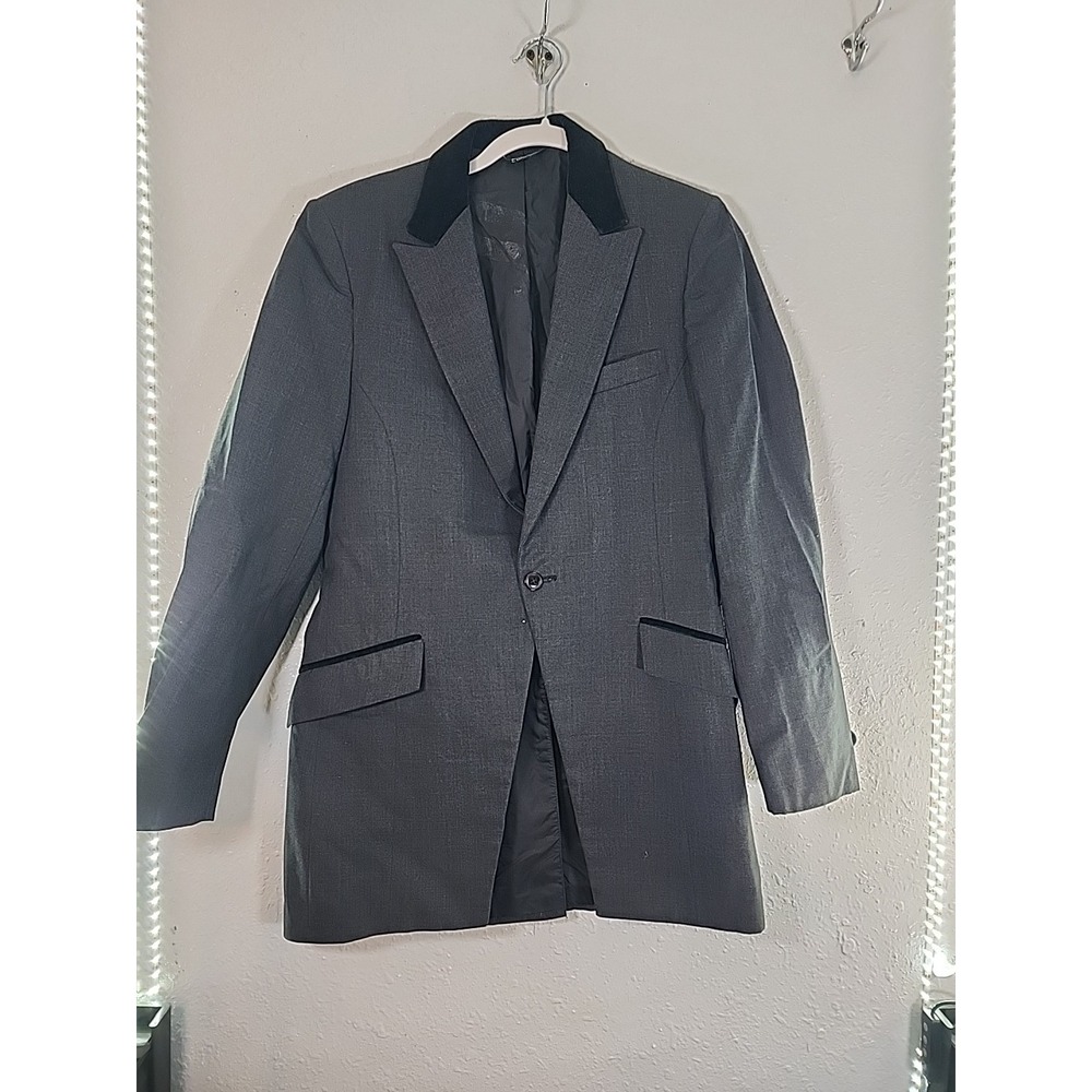 After Six Tuxedo Suit Jacket Blazer Vtg 60s 70s Wedding Prom Coat Gray Mens‎ 37L